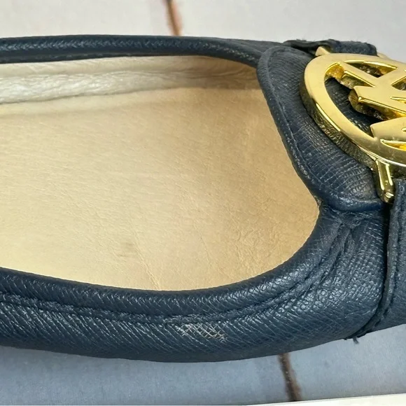 Michael Kors Navy Blue Fulton Moccasin Ballet Flat Size 9.5 - Picture 13 of 15
